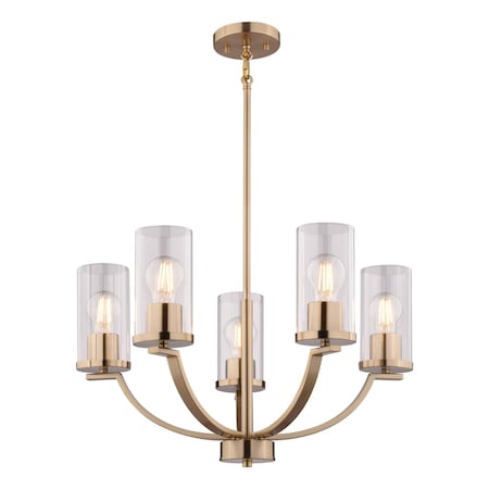Vaxcel Elmwood Park 5-Light Chandelier, Matte Black, Clear Glass, 22.75-In. Wide H0334