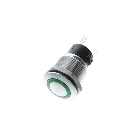 Switch Components Anti Vandal 19mm Dia, 5P SPDT ON-ON, Green LED, IP67 PD-1E-DC-9-GL