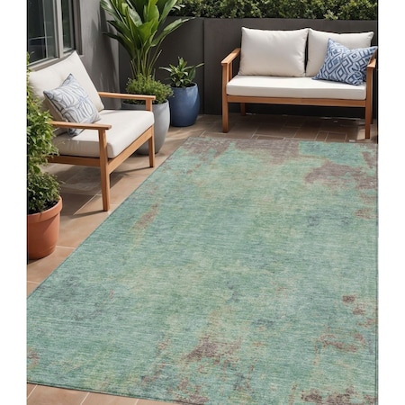 Homeroots 5' X 8' Pale Aqua And Taupe Abstract Washable Indoor Outdoor Area Rug 618455