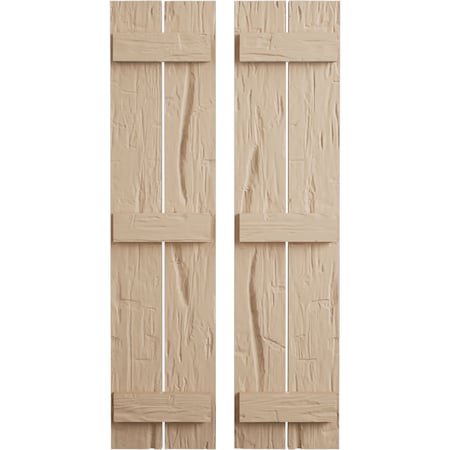 Ekena Millwork Rustic Two Board Spaced Board-n-Batten Hand Hewn Faux Wood Shutters, 11 1/2W x 62H, PR SHUBSS11X62HHPR