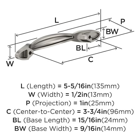 Amerock Intertwine 3-3/4 inch (96mm) Center-to-Center Satin Nickel Cabinet Pull, 10PK 10VMP21172G10