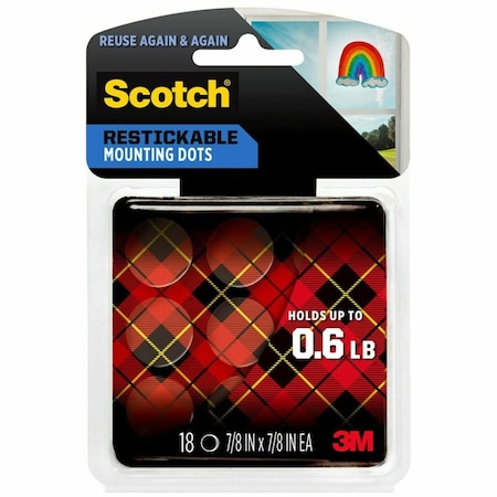 Scotch Restickable Mounting Tabs, Clear, PK18 R105