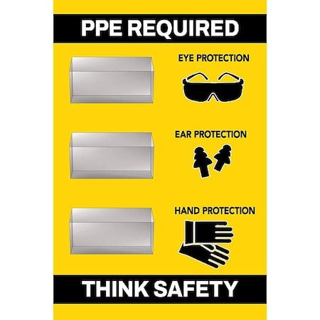 Visual Workplace PPE Shadow Board, Yellow, 24 in H 30-1910-3624-P11803