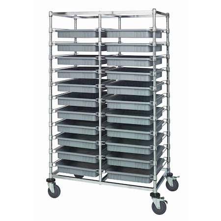 Quantum Storage Systems DOUBLE BAY BIN CART W/ DIVIDABLE GRIDS GRAY BC214069M2DGY
