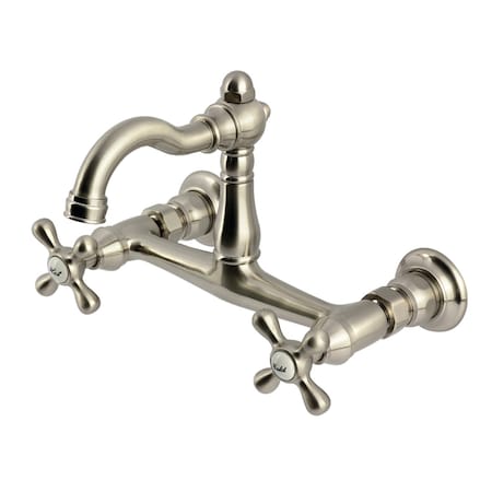 Kingston Brass Two-Handle Wall Mount Bridge Kitchen Faucet, Brushed Nickel KS3258AX