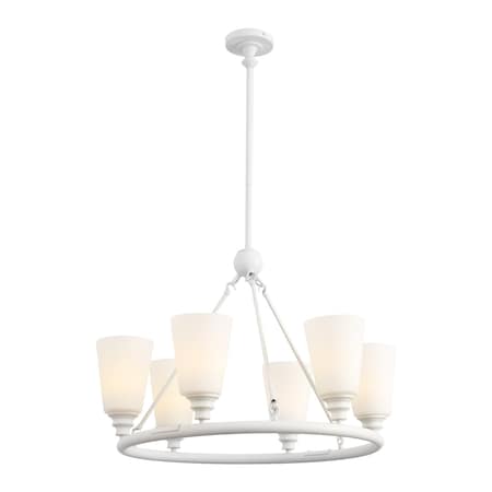 Jonathan Y Denis 27.5" 6-Light Modern Minimalist Iron/Glass LED Chandelier, White JYL5800A