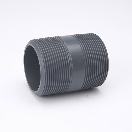 Zoro Select PVC NIPPLE, Gray, PVC 403-015