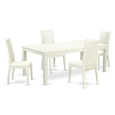 East West Furniture 5 Piece Dining Room Set, Linen White, 5PK LGIP5-LWH-W