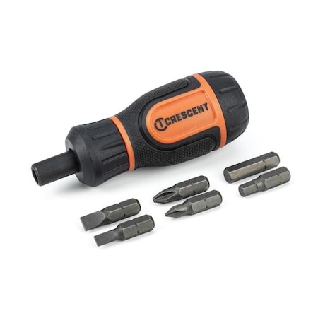 Crescent Multibit Screwdriver, 6In1, Ratchet Stub CMBS61R