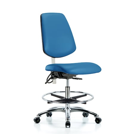 Blue Ridge Ergonomics Vin Med Ben Chair, Med, Bk, Blu, CL100/ESD, No Arms, 22" to 29" Height, Blue BR-NECR-VMBCH-MB-CR-T0-A0-CF-EC-ESDBLU