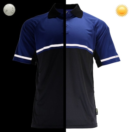 Dome75 Hi-Vis Short Sleeve Polo Shirt, Non-ANSI/Enhanced Visibility, Polyester, Royal Blue/Black Bottom OSP4742