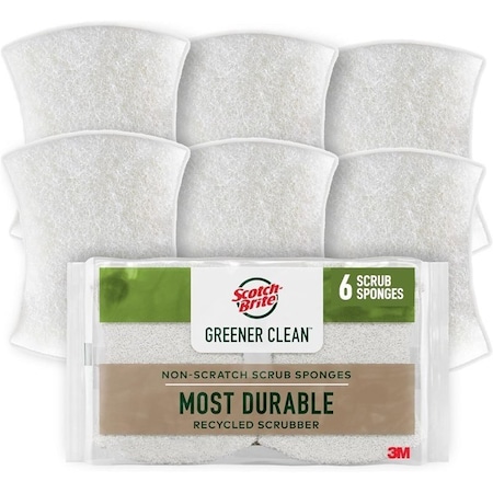 Scotch-Brite Greener Clean Series Non-Scratch Scrubber, Cellulose Abrasive, 83 mm L, 66 mm W, Brown, 6PK 97036-UG