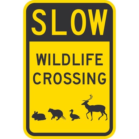 Lyle Slow Wildlife Crossing (w/graphic), 12x18, High Intensity Prismatic, Yellow G-4161-HI_12x18
