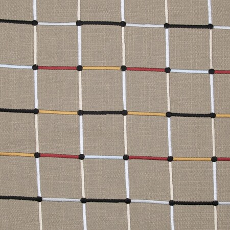 Homeroots 20" Beige Check Cotton Blend Throw Pillow With Embroidery 549432