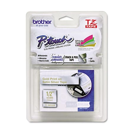 Brother P-Touch TZ Standard Adhesive Laminated Labeling Tape 1/2 x 16.4 ft. Gold/Silver EA - BRTTZMQ934