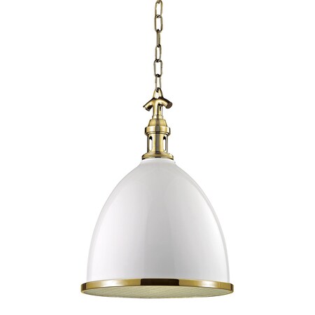 Hudson Valley Lighting Viceroy 1 Light Pendant 12.75 In. White/Aged Brass 7714-WAGB