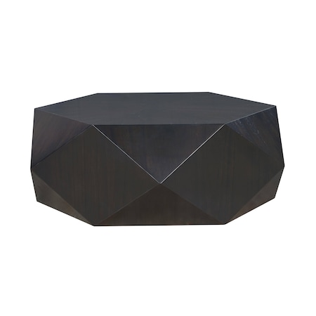 Homeroots 50" Black Wood Hexagon Block Coffee Table 714209