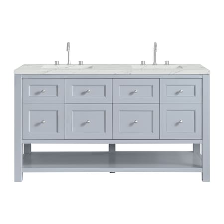 James Martin Vanities Breckenridge 60 in. Double Vanity, Serenity Blue, w/ 3 CM Ethereal Noctis Quartz Top 330-V60D-SRB-3ENC