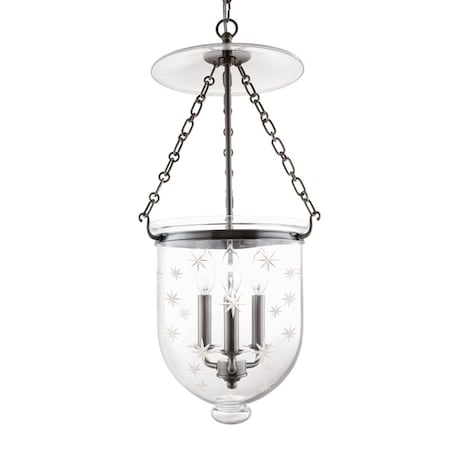 Hudson Valley Lighting Hampton 3 Light Pendant 12 In. Historic Nickel 254-HN-C3