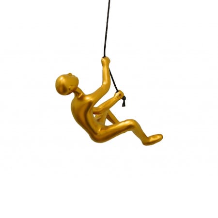 Homeroots 6" X 3" Gold Resin Climbing Man Hanging Dimensional Sculpture 358136