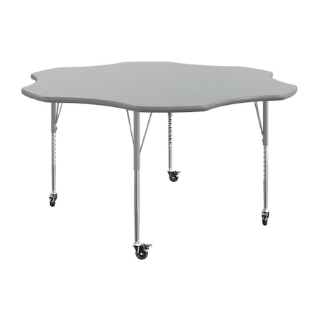 Flash Furniture Commercial Adjustable Height Flower Activity Table with Locking Casters-Gray XU-A60-FLR-GRY-T-A-CAS-GG