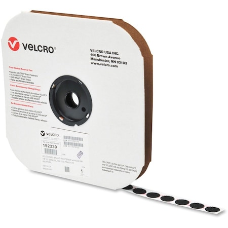 Velcro Brand Reclosable Fastener, Disc, Acrylic Adhesive, 3/4 in, Black, 1028 PK 192318