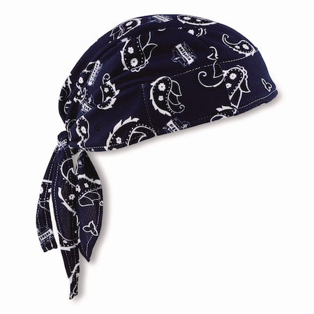Ergodyne Chill-Its 6615 Bandana Doo Rag with Terry Cloth Sweatband, One Size Fits Most, Navy Western 12480