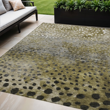 Homeroots 8' X 10' Brown Gray And Ivory Abstract Washable Indoor Outdoor Area Rug 603080