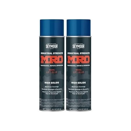 Seymour Midwest MRO Industrial High-Solids Spray Paint, Lift Blue., 2PK 6201430-2