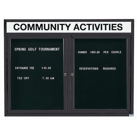 Aarco Outdoor Enclosed Directory w/ Al Frame Header, Powder Coated Black, 36''Hx48''W OADC3648HBK