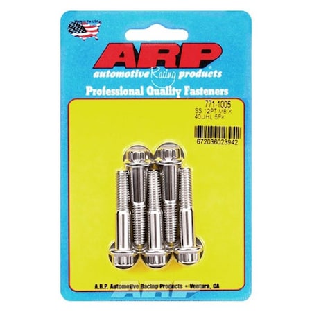 Arp 771-1005 8 mm x 1.25 in. Stainless Steel 12 Point Bolt Kit, 5PK ARP771-1005