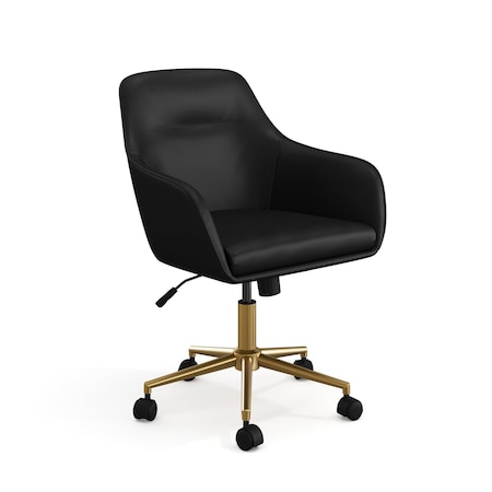 Martha Stewart Rayna Upholstered Office Chair in Black/Polished Brass CH-220921-6-BK-GLD-MS