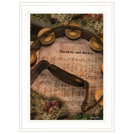 Homeroots Holly and Ivy 1 White Framed Print Wall Art 406276