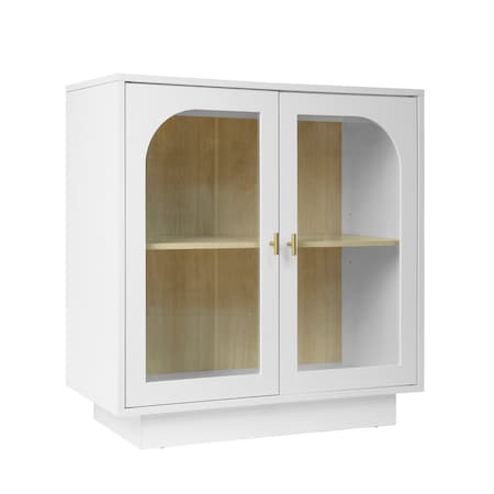 Homeroots 31in White Wood Accent Cabinet With Two Doors 716317