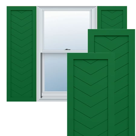 Ekena Millwork True Fit PVC Single Panel Chevron Modern Style Fixed Mount Shutters, Viridian Green, 18W x 49H, PR TFP001CV18X049HG