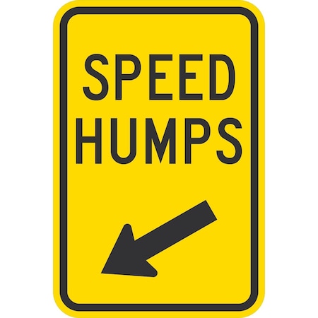 Lyle Speed Humps (with Down Arrow Pointing Left ), 12x18, High Intensity Prismatic, Yellow G-4118-HI_12x18