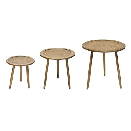 Homeroots Set of Three 24" Brown Round End Tables, 3PK 518015