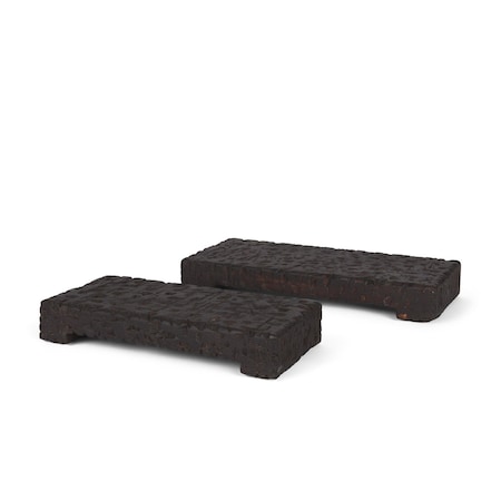Homeroots Set of Two Brown Wood Handmade Serving Tray 609081