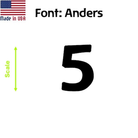 Aacc Self-Adhesive Vinyl Number: 5, Size: 4 cm. Color: Black Font: Anders, 1 sticker AACC-Anders-N5-Black-M4x1