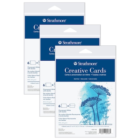 Strathmore Creative Cards & Envelopes, Flourescent White with Deckle Edge, Full Size, 5x6.875 inch, 18PK P205-160