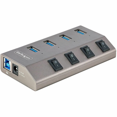Startech.Com 4-Port Self-Powered USB-C Hub with Individual On/Off Switches, USB 3.0 5Gbps Expansion Hub 5G4AIBS-USB-HUB-NA