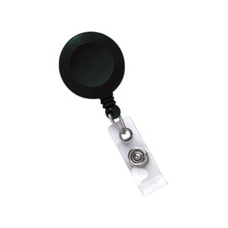 Brady BADGE REEL, SWIVEL BACK, PLASTIC, BLACK, 1 1/4in, CLEAR VINYL STRAP 2120-7601
