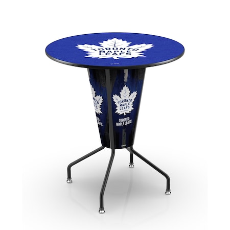 Holland Bar Stool Co Lighted 42" Black Toronto Maple Leafs Pub Table L218B42TorMpl36RTorMpl