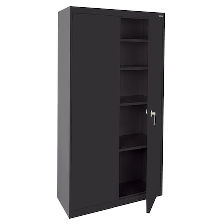 Sandusky Lee Storage Cabinet, 72 in H, 36 in W, 18 in D, Swing, Keyed, Black, 4 Shelves VF41361872-09