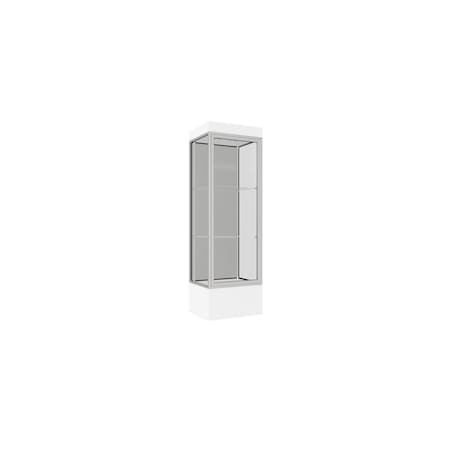 Ghent Lighted Floor Display Case 24x76x20, 12" Base, Satin 93LFHB-SN-WHT