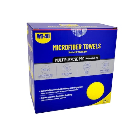 Wd-40 Multipurpose PRO Microfiber Towel - Yellow Color, 12PK L40145