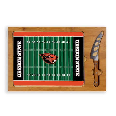 Picnic Time Family Of Brands NCAA Oregon State Beavers Icon Glass Top Cutting Board & Knife Set 910-00-505-484-0