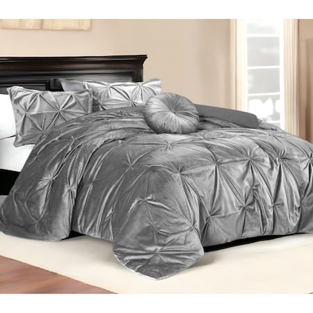 Homeroots Silver Queen Polyester 130 Thread Count Washable Down Comforter Set 528907