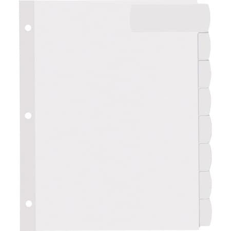 Workstationpro Easy Peel Label Tab Divider, 8 Tab White, 6PK TH529818