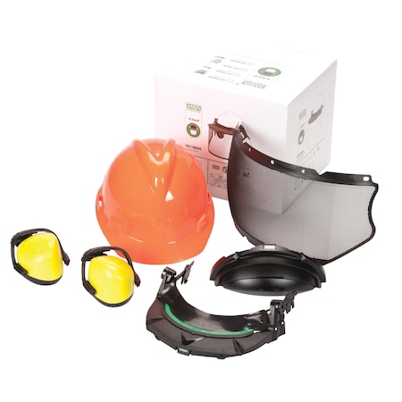 Msa Safety V-Gard Accessory Forestry Kit (Includes: Orange Cap, Frame, Mesh Visor, Chin Protector, Earmuffs) 10118694
